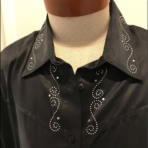 Black Silk Studded Shirt